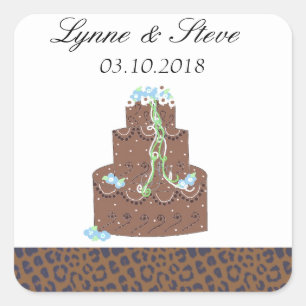 Chocolate Wedding Cake Save the Date Quadratischer Aufkleber