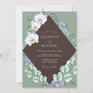 Chocolate Weiße Orchideen-Hochzeit Einladung