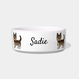 Chocolate Yorkshire Terrier Cartoon Dog & Name Napf