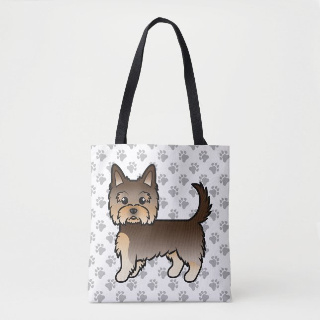 Chocolate Yorkshire Terrier Cartoon Dog & Paws (Vorderseite)