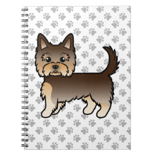 Chocolate Yorkshire Terrier Cartoon Dog & Paws Notizblock