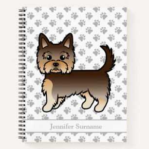 Chocolate Yorkshire Terrier Cartoon Hund & Name Notizbuch