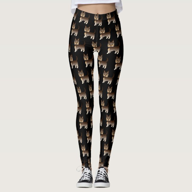 Chocolate Yorkshire Terrier Dog Pattern Leggings (Vorderseite)