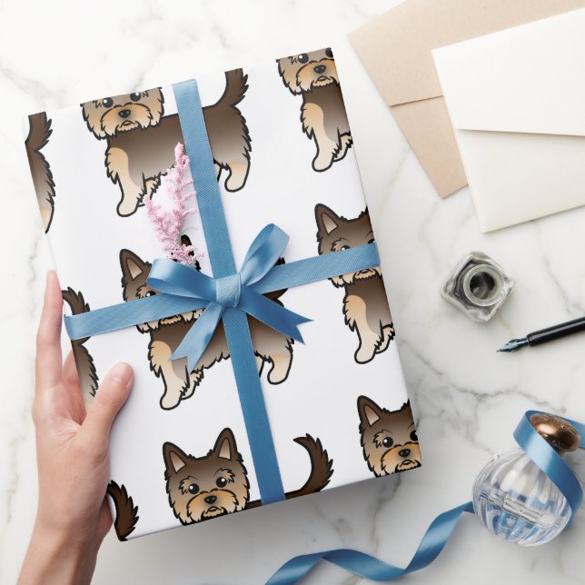 Chocolate Yorkshire Terrier Süßer Hund Muster Geschenkpapier (Schenken)