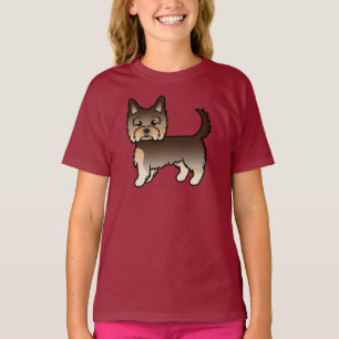 Chocolate Yorkshire Terrier Yorkie Cartoon Dog T-Shirt