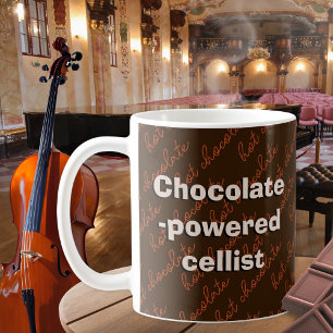 Chocolatebetriebener Cellist Cello Spieler Musik Kaffeetasse