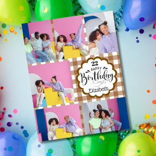 Chocolatebraun 7-Foto-Collage Geburtstag für jedes Karte
