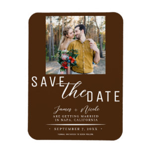 Chocolatebraun Save-the-Date-Foto-Hochzeit Magnet