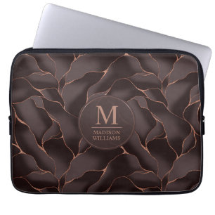 Chocolatebraun- und Roségold abstraktes Wellenmust Laptopschutzhülle
