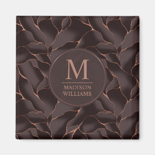 Chocolatebraun- und Roségold abstraktes Wellenmust Magnet