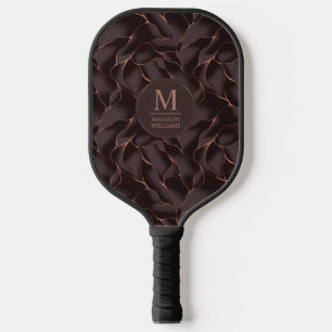 Chocolatebraun- und Roségold-Abstraktwellenmuster Pickleball Schläger