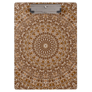 Chocolatebraun-weißes Mandala-Muster Klemmbrett