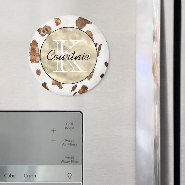 Chocolatebraune Creme-Tier Gold-Monogramm      Magnet (In Situ (Kühlschrank))