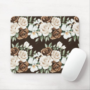 Chocolatebraune Cremeblumen Mousepad