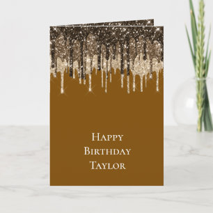 Chocolatebraune Eiskrem-Glittertropfen Geburtstag Karte