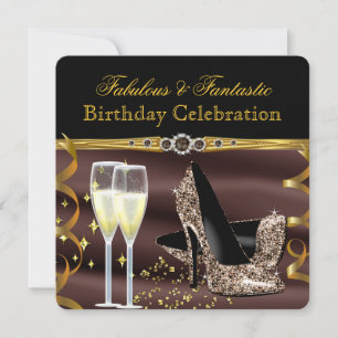 Chocolatebraune fantastische Highheels Geburtstags Einladung