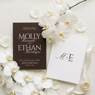 Chocolatebraune Hochzeit im Old-Money-Stil Einladung