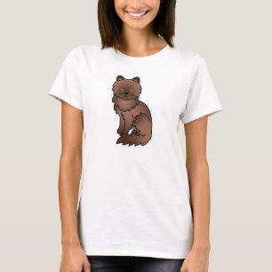 Chocolatebraune Perserkatze Cartoonzeichnung T-Shirt