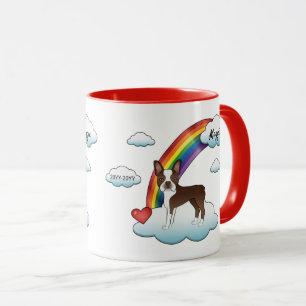 Chocolatebrauner Boston Terrier Regenbogen-Gedenks Tasse
