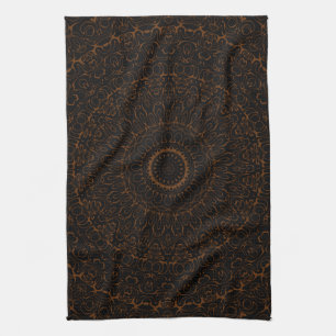 Chocolatebrauner Mandala mit komplizierter Symmetr Geschirrtuch