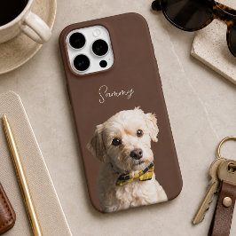 Chocolatebrauner moderner Hund Foto- und Schriftna iPhone 16 Pro Hülle