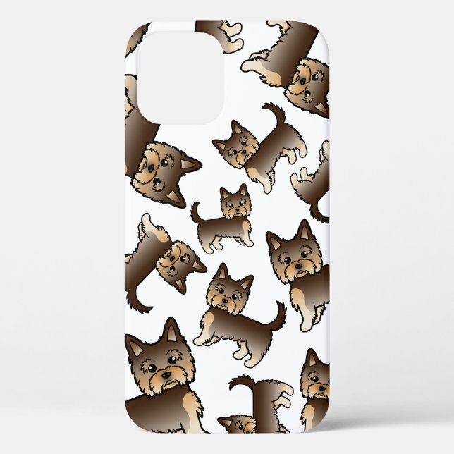 Chocolatebrauner Yorkshire Terrier Hundemuster Case-Mate iPhone Hülle (Rückseite)