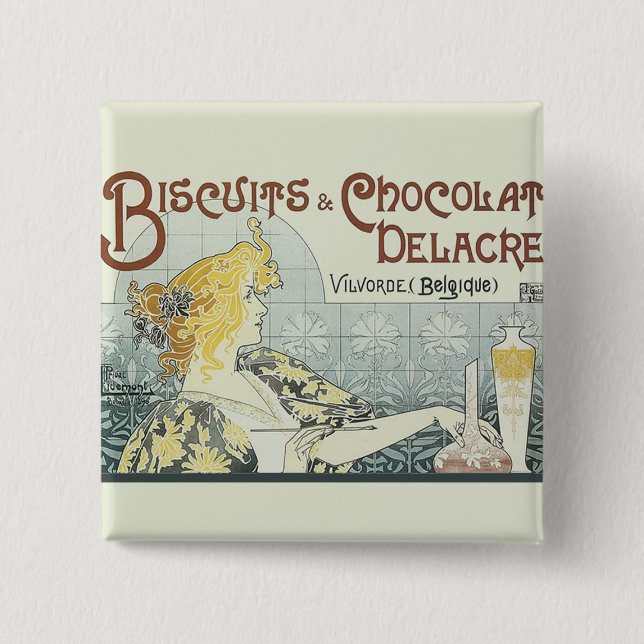 Chocoloate Art Nouveau Frau Button (Vorderseite)