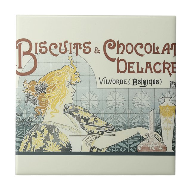 Chocoloate Art Nouveau Frau Fliese (Vorderseite)