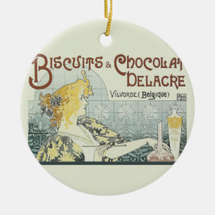 Chocoloate Art Nouveau Keramik Ornament