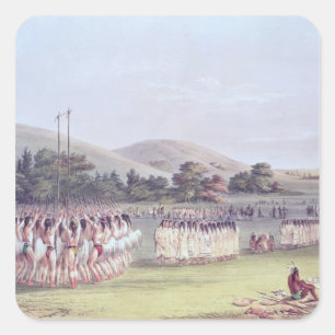 Choctaw Ball-Play Dance, 1834-35 Quadratischer Aufkleber