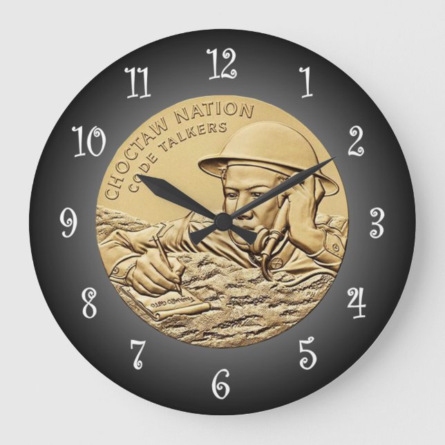 Choctaw Code Talkers Bronze Medaille ~ Große Wanduhr (Vorderseite)
