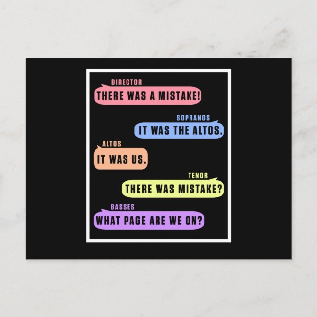 Choir Director Tenor Soprano Altos Basses Chorus G Postkarte (Vorderseite)