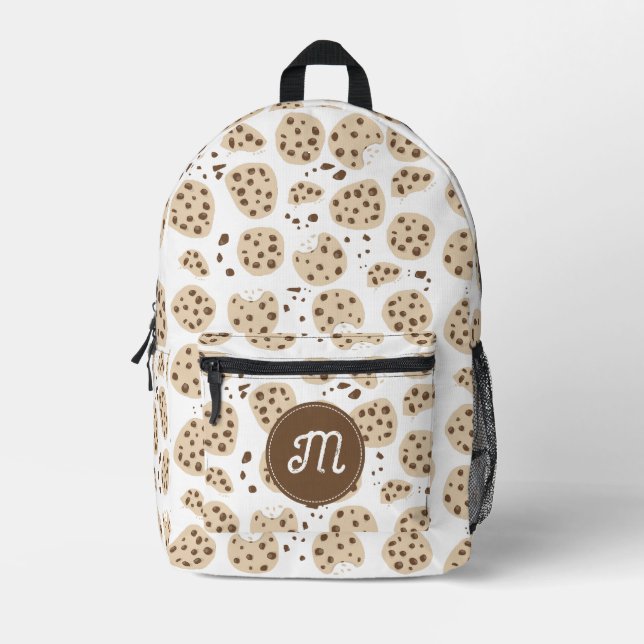 Cholate Chip Cookies Muster Monogram School Bedruckter Rucksack (Vorderseite)