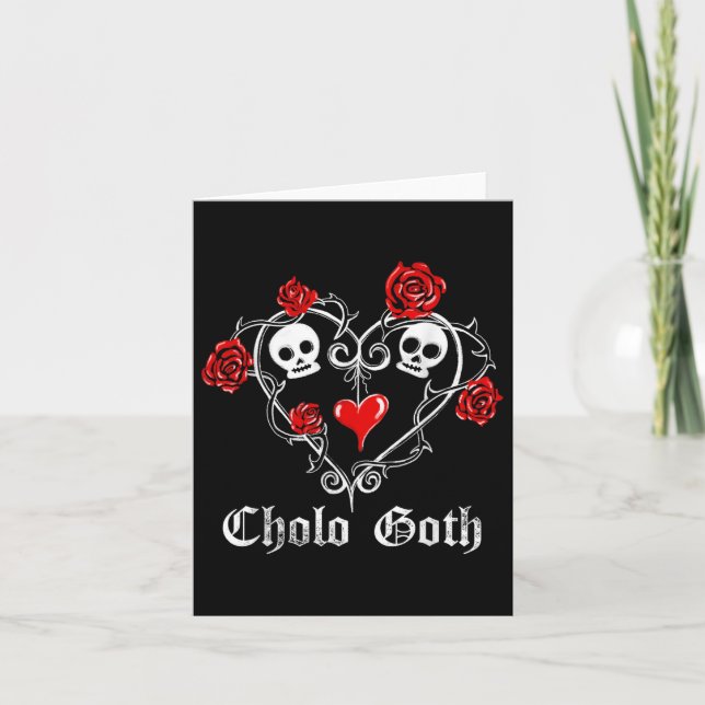 Cholo Goth Heart Skull Rose Thorns Gothic Tattoo Karte (Vorderseite)