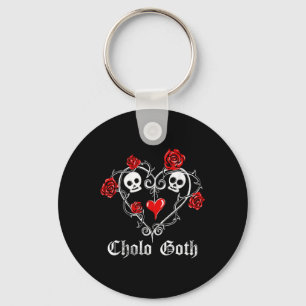 Cholo Goth Heart Skull Rose Thorns Gothic Tattoo Schlüsselanhänger
