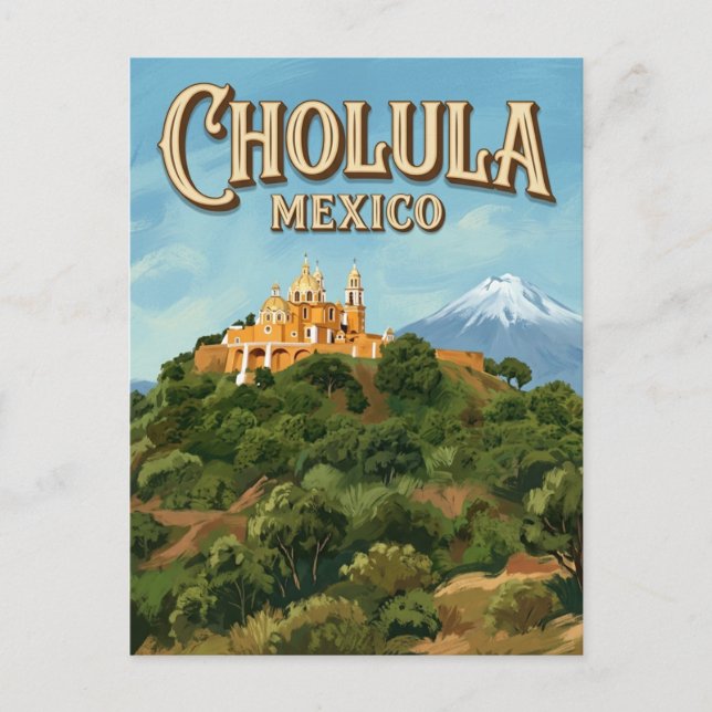 Cholula Große Pyramide Mexiko Postkarte (Vorderseite)