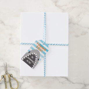 Chomp Chomp Hai Thema Geburtstag Junge gestreifte  Geschenkanhänger