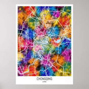 Chongqing China Stadtplan Poster