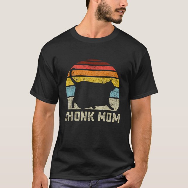 Chonk Cat Mama Scale Meme Funny Retro Style Mommy  T-Shirt (Vorderseite)
