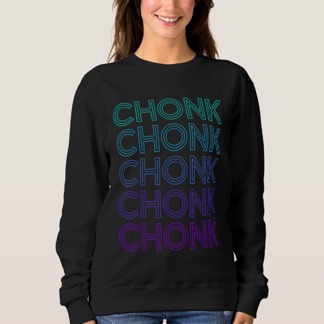 Chonk Cat Meme Retro Sweatshirt (Vorderseite)