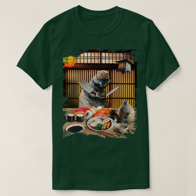 Chonk Cat Sushi Ramen Koch, Kitty Wearing Brille, T-Shirt (Design vorne)