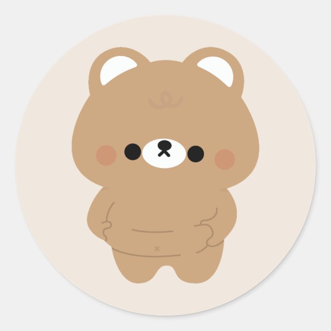 Chonky Brown Bär Runder Aufkleber (Vorderseite)