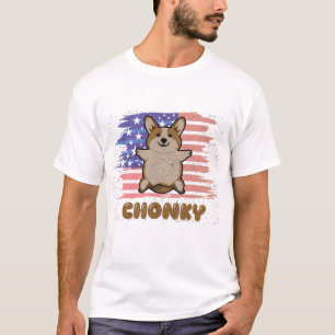 Chonky Corgi Patrioten-USA-Flag Lustiges Hundegesc T-Shirt
