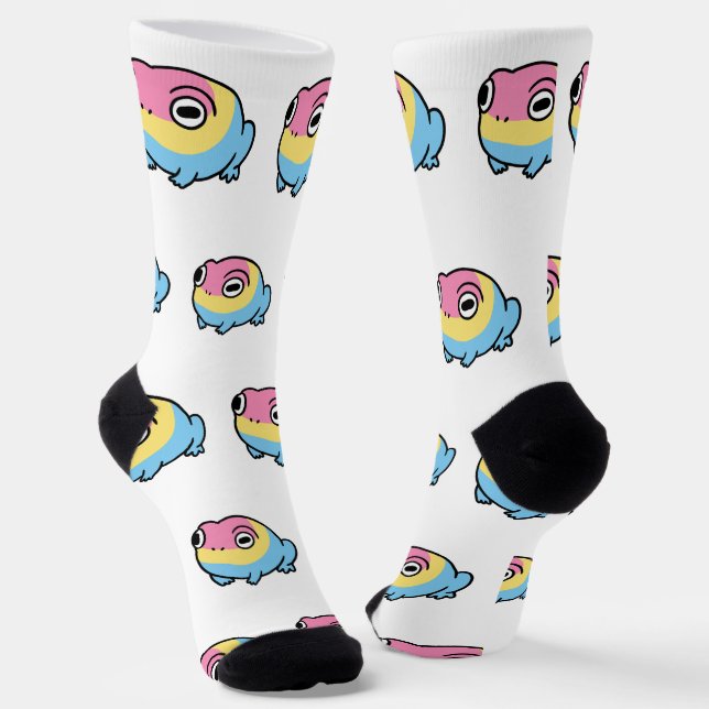 Chonky Pansexual Frog Pride Socks | Cute Pan Pride Socken (Gewinkelt)