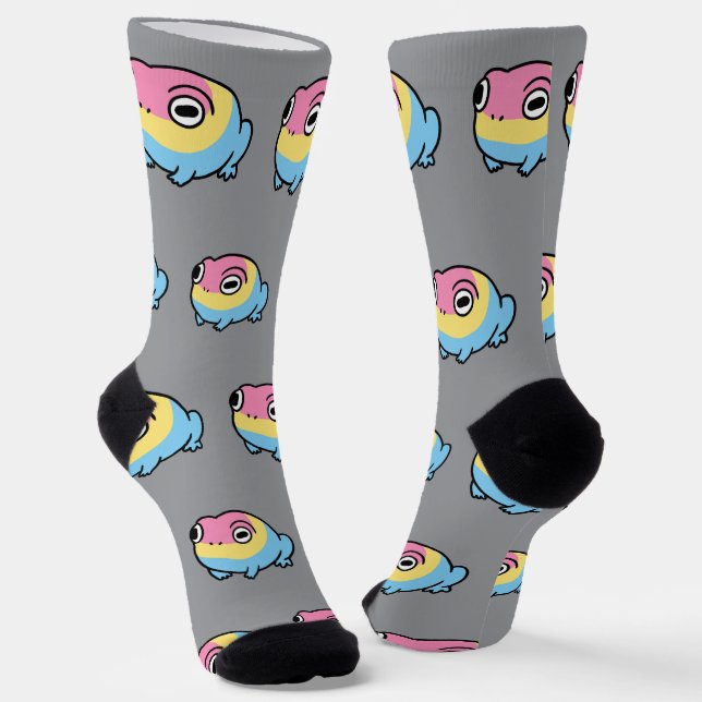 Chonky Pansexual Frog Pride Socks | Cute Pan Pride Socken (Gewinkelt)