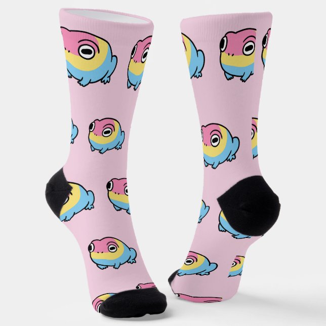 Chonky Pansexual Frog Pride Socks | Cute Pan Pride Socken (Gewinkelt)