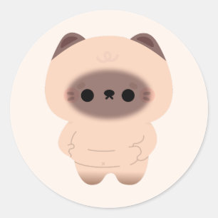 Chonky Siamese Cat Runder Aufkleber