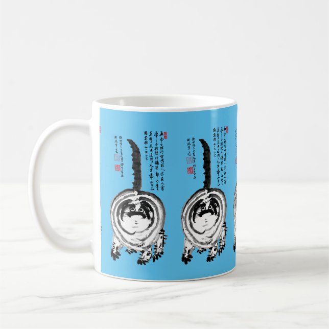 Chonky Striped Japanese Tabby Cat Kaffeetasse (Links)