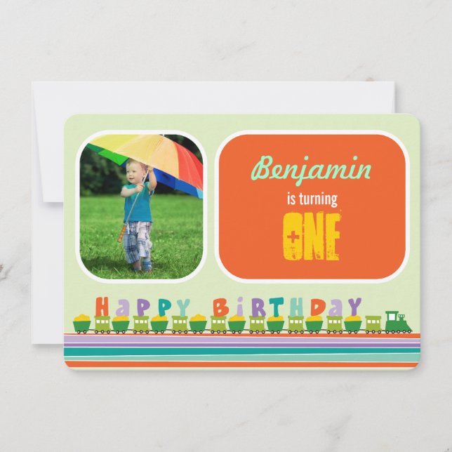 Choo Choo alles- Gute zum Geburtstagzug-1. Einladung (Vorderseite)