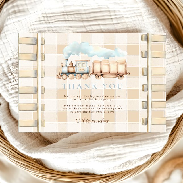 Choo Choo Bahn 1. Geburtstag Dankeskarte (Von Creator hochgeladen)